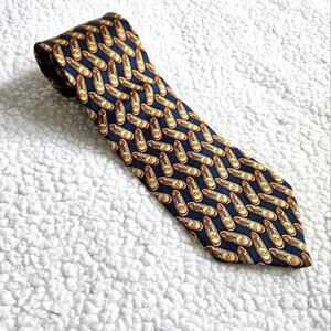 Brooks Brothers Makers Tie - Blue‎ And Brown With Shoes - Made In USA 100% Silk